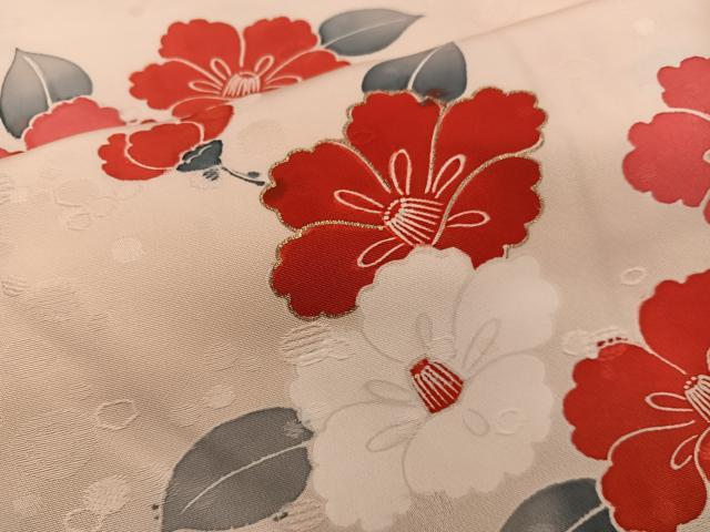 平和屋着物■上質な小紋 雲取り椿花文 金彩 正絹 逸品 BAAX4994mz