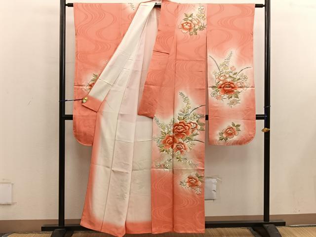 平和屋着物■豪華振袖 総刺繍 草花文 暈し染め 金銀糸 正絹 逸品 BAAX4995mz