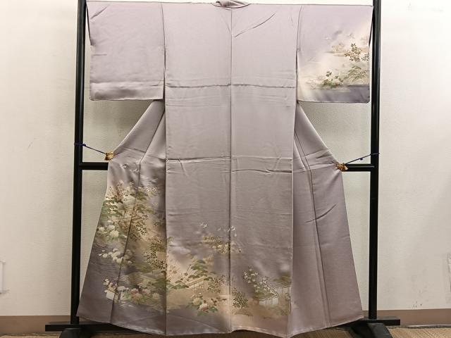 平和屋着物■訪問着　風景花文　金彩　正絹　逸品　BAAX4998mz