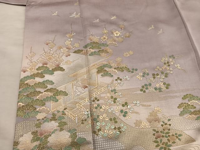 平和屋着物■訪問着　風景花文　金彩　正絹　逸品　BAAX4998mz