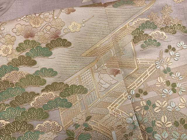 平和屋着物■訪問着　風景花文　金彩　正絹　逸品　BAAX4998mz