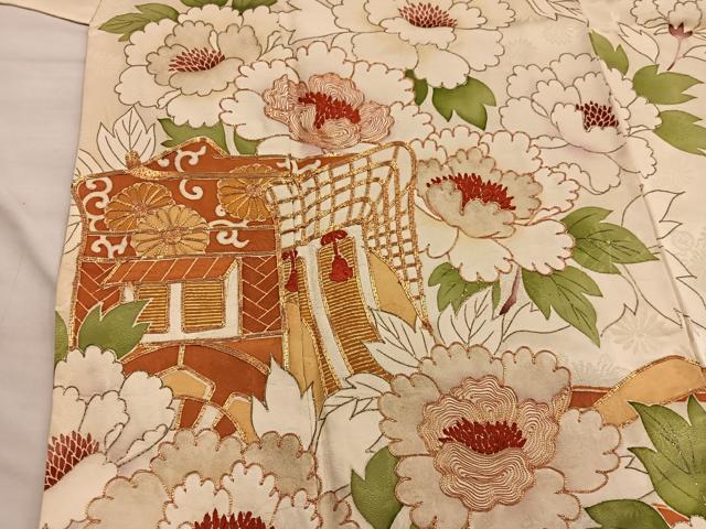 平和屋着物■豪華振袖 駒刺繍 御所車花文 金彩 正絹 逸品 BAAX5002mz