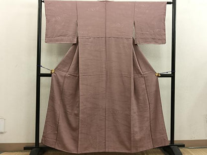 平和屋着物■上質な色無地 流水地紋 ときがら茶色 正絹 逸品 BAAX5003mz