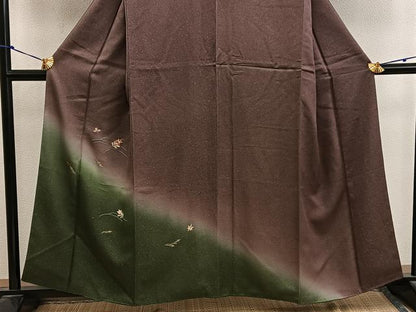 平和屋着物■訪問着 総刺繍 草花文 暈し染め 金糸 正絹 逸品 BAAX5005mz