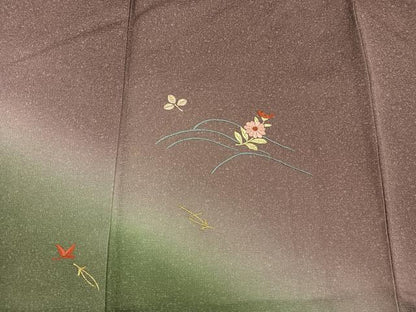 平和屋着物■訪問着 総刺繍 草花文 暈し染め 金糸 正絹 逸品 BAAX5005mz