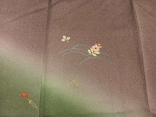 平和屋着物■訪問着 総刺繍 草花文 暈し染め 金糸 正絹 逸品 BAAX5005mz
