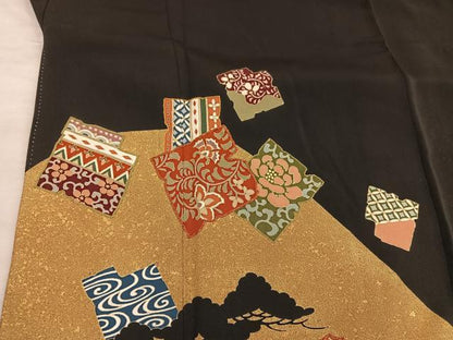 平和屋着物■豪華黒留袖 駒刺繍 草花文 金彩 正絹 逸品 BAAX5014mz
