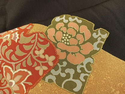 平和屋着物■豪華黒留袖 駒刺繍 草花文 金彩 正絹 逸品 BAAX5014mz