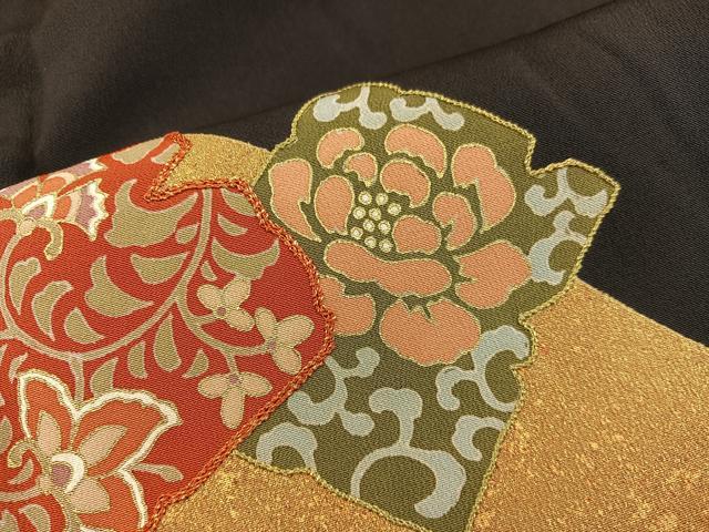 平和屋着物■豪華黒留袖 駒刺繍 草花文 金彩 正絹 逸品 BAAX5014mz