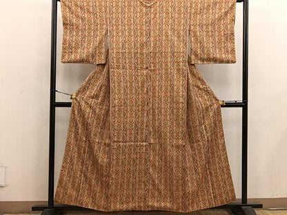 平和屋着物■上質なお召 草花間道 正絹 逸品 BAAX5015mz