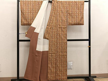 平和屋着物■上質なお召 草花間道 正絹 逸品 BAAX5015mz