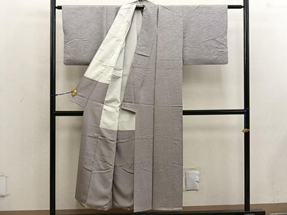 平和屋着物■上質な色無地 流水地紋 茶鼠色 正絹 逸品 BAAX5020mz