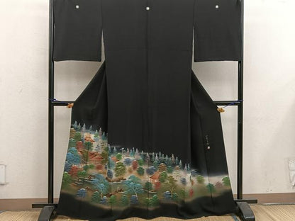 平和屋着物■豪華黒留袖 作家物 四季万葉 暈し染め 金彩 正絹 逸品 BAAX5022mz