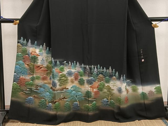 平和屋着物■豪華黒留袖 作家物 四季万葉 暈し染め 金彩 正絹 逸品 BAAX5022mz