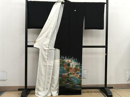 平和屋着物■豪華黒留袖 作家物 四季万葉 暈し染め 金彩 正絹 逸品 BAAX5022mz