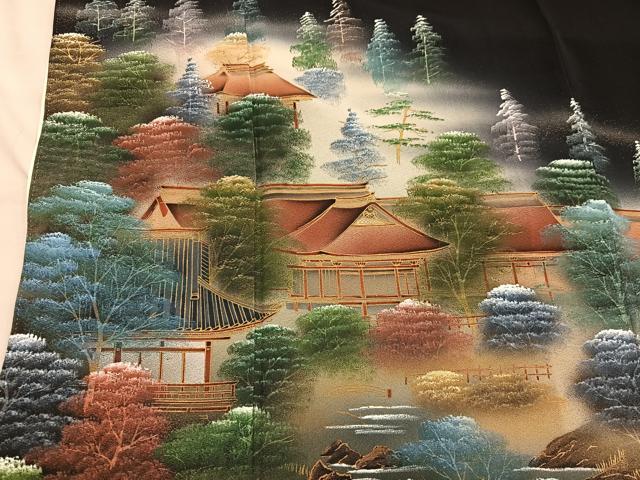 平和屋着物■豪華黒留袖 作家物 四季万葉 暈し染め 金彩 正絹 逸品 BAAX5022mz