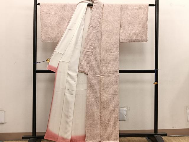 平和屋着物■大変加工の良い総絞り小紋　正絹　逸品　BAAX5023mz