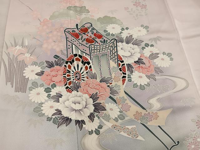 平和屋着物■訪問着 御所車花文 暈し染め 正絹 逸品 BAAX5031mz