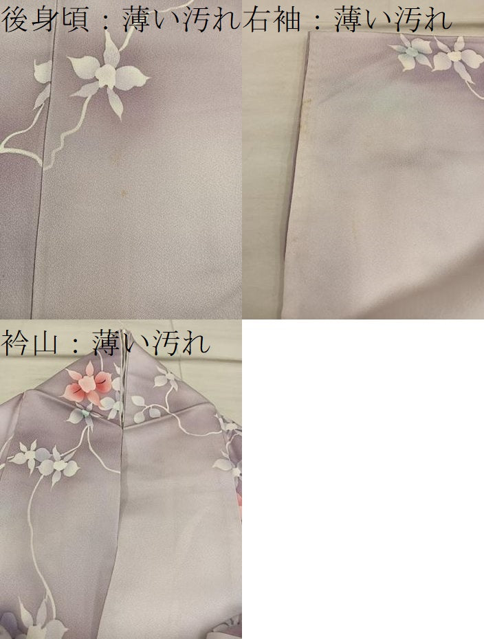 平和屋着物■上質な小紋 手描き 枝花文 暈し染め 正絹 逸品 BAAX5035mz