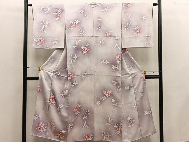 平和屋着物■上質な小紋 手描き 枝花文 暈し染め 正絹 逸品 BAAX5035mz