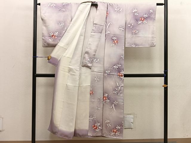 平和屋着物■上質な小紋 手描き 枝花文 暈し染め 正絹 逸品 BAAX5035mz