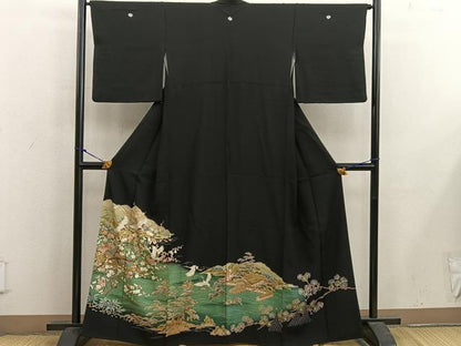 平和屋着物■豪華黒留袖 友禅 飛鶴花文 やまと誂製 正絹 逸品 BAAX5041mz