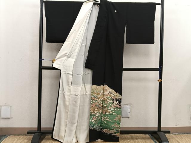 平和屋着物■豪華黒留袖 友禅 飛鶴花文 やまと誂製 正絹 逸品 BAAX5041mz