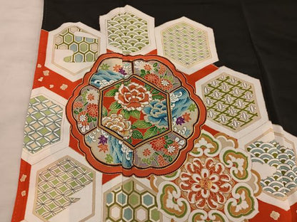 平和屋着物■豪華黒留袖 駒刺繍 亀甲牡丹花文 金彩 正絹 逸品 BAAX5044mz