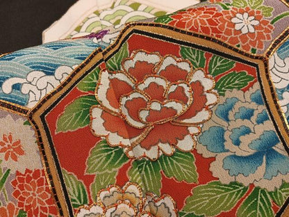 平和屋着物■豪華黒留袖 駒刺繍 亀甲牡丹花文 金彩 正絹 逸品 BAAX5044mz