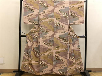 平和屋着物■上質な小紋 草花文 金彩 正絹 逸品 BAAX5048mz