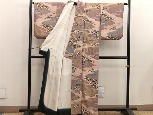 平和屋着物■上質な小紋 草花文 金彩 正絹 逸品 BAAX5048mz