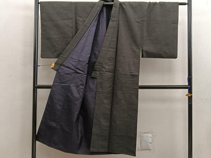 平和屋着物■男性 紬 黒色 正絹 逸品 BAAX5053mz