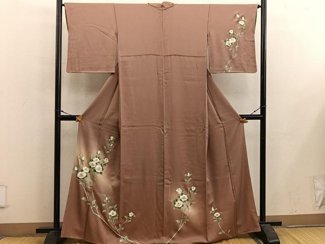 平和屋着物■訪問着 枝椿 暈し染め 金彩 正絹 逸品 BAAX5058mz