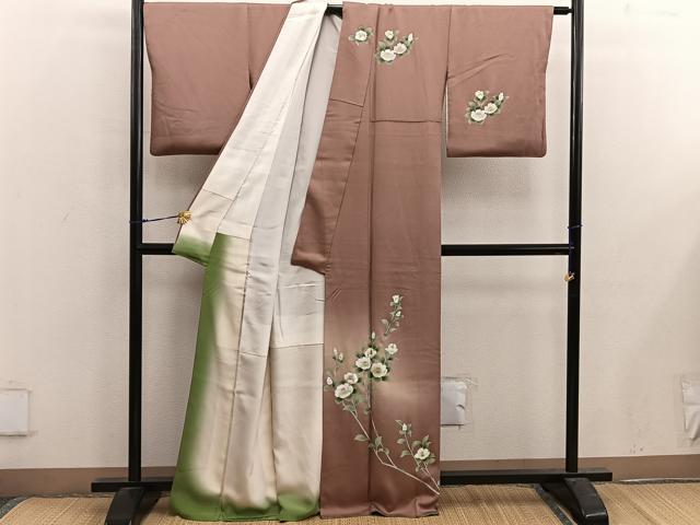平和屋着物■訪問着 枝椿 暈し染め 金彩 正絹 逸品 BAAX5058mz