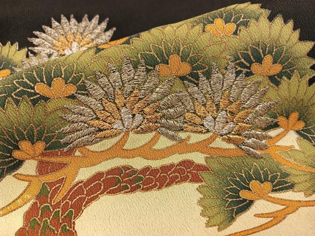 平和屋着物■豪華黒留袖 刺繍 松花文 金彩 正絹 逸品 BAAX5059mz