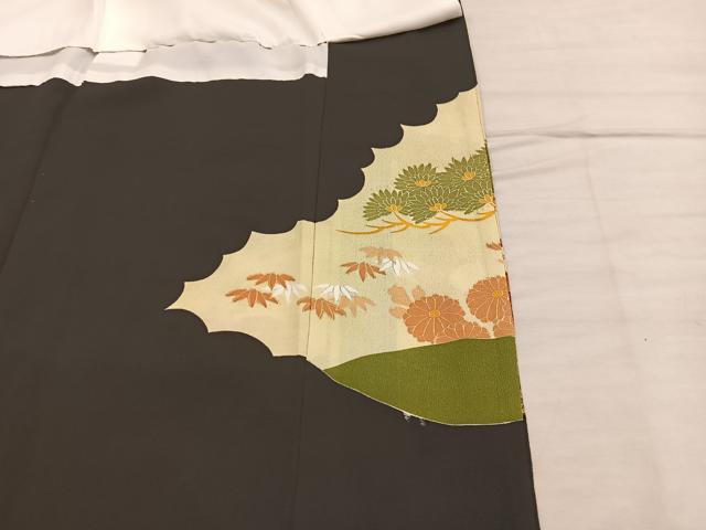 平和屋着物■豪華黒留袖 刺繍 松花文 金彩 正絹 逸品 BAAX5059mz