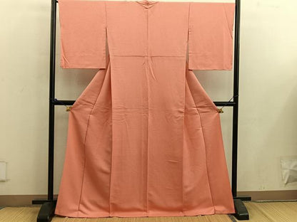 平和屋着物■上質な色無地　鉛丹色　正絹　逸品　BAAX5063mz
