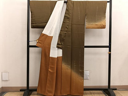 平和屋着物■訪問着　枝葉文　暈し染め　金銀彩　正絹　逸品　BAAX5064mz