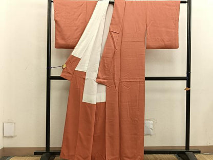 平和屋着物■上質な色無地　黄丹色　正絹　逸品　BAAX5065mz