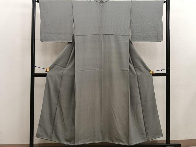 平和屋着物■江戸小紋　万筋　黒緑色×利休白茶色　正絹　逸品　BAAX5066mz