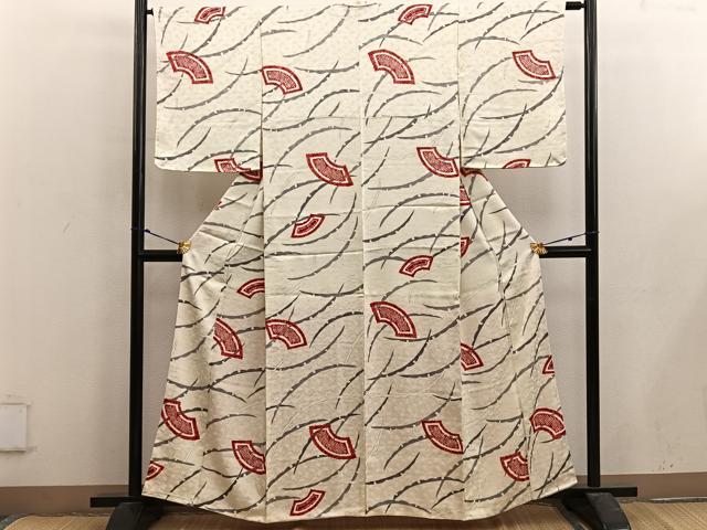 平和屋着物■上質な小紋　地紙雪芝文　正絹　逸品　BAAX5067mz
