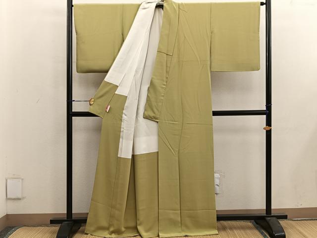 平和屋着物■上質な色無地　作家物　木蘭色　正絹　逸品　BAAX5069mz