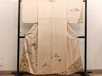 平和屋着物■訪問着　刺繍　雪輪牡丹花文　金彩　正絹　逸品　BAAX5073mz