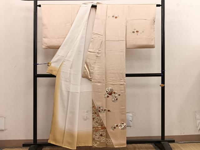 平和屋着物■訪問着　刺繍　雪輪牡丹花文　金彩　正絹　逸品　BAAX5073mz