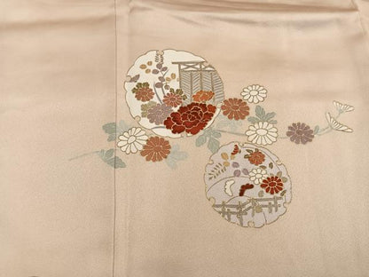平和屋着物■訪問着　刺繍　雪輪牡丹花文　金彩　正絹　逸品　BAAX5073mz