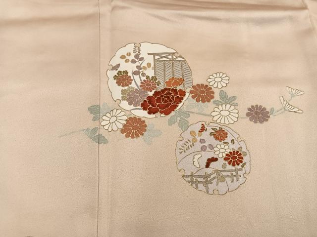 平和屋着物■訪問着　刺繍　雪輪牡丹花文　金彩　正絹　逸品　BAAX5073mz