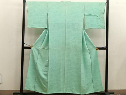 平和屋着物■上質な色無地　流水地紋　若葉色　やまと誂製　正絹　逸品　BAAX5076mz