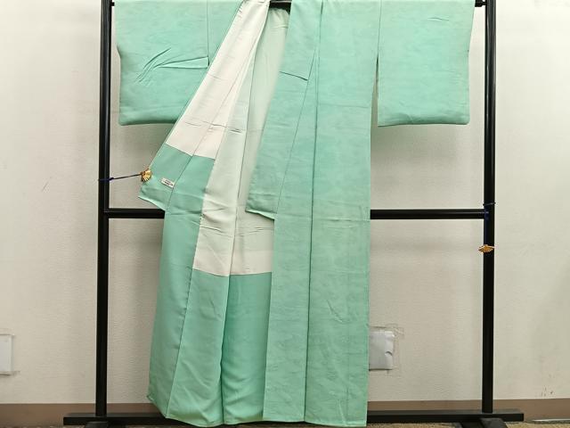 平和屋着物■上質な色無地　流水地紋　若葉色　やまと誂製　正絹　逸品　BAAX5076mz