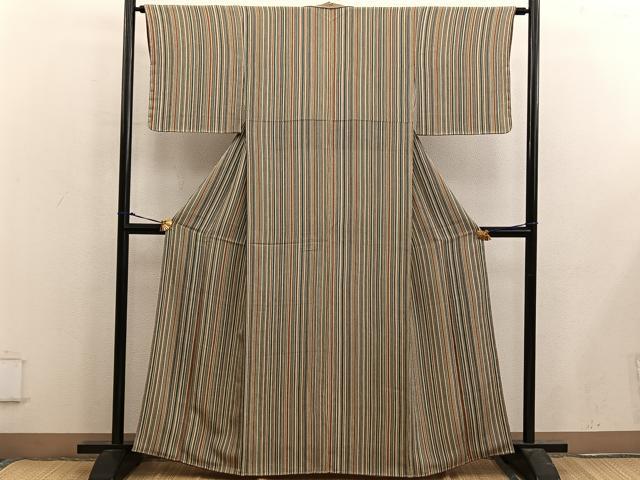平和屋着物■上質な小紋　間道　鬼しぼ縮緬　正絹　逸品　未使用　BAAX5080mz