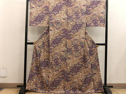 平和屋着物■上質な小紋　風景花鳥文　正絹　逸品　BAAX5081mz